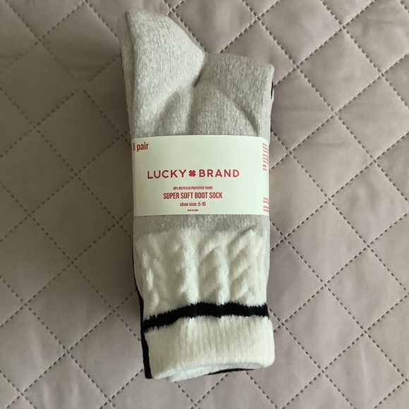 Lucky Brand Ladies' Boot Sock SUPER SOFT 6-pair (BLACK/TAN/DK GRAY/TAN STRIPE) - Picture 2 of 5